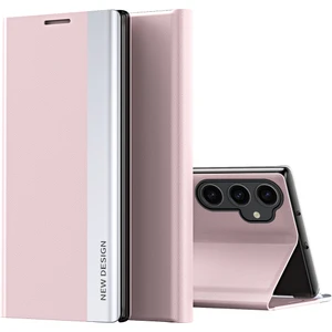 Samsung Galaxy S23 Fe Için Ince Flip Deri Manyetik Kapatma Telefon Kılıfı - Pembe (Yurt Dışından)