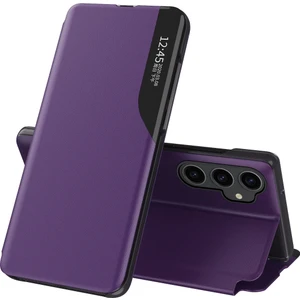 Samsung Galaxy S23 Fe Için Akıllı Görünüm Flip Stand Pu Deri Telefon Kılıfı - Mor (Yurt Dışından)