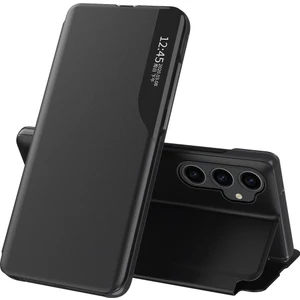 Samsung Galaxy S23 Fe Için Akıllı Görünüm Flip Stand Pu Deri Telefon Kılıfı - Siyah (Yurt Dışından)