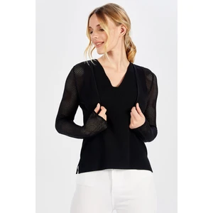 BUTTERFLY BOLERO File Örgü Uzun Kol Triko Kadın Bolero - Siyah