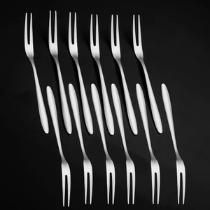 304 Çelik 12 Adet 13 cm Iki Dişli  Meyve Tatlı ve Kek Çatalı CIN567BY-12