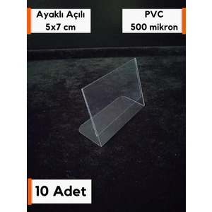 Şeffaf Etiket 10 Adet Pvc Şeffaf Etiketlik 5 x 7 cm Ayaklı Açılı Pvc Etiketlik Etiket Cebi Ürün Etiketliği