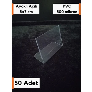 Şeffaf Etiket 50 Adet Pvc Şeffaf Etiketlik 5 x 7 cm Ayaklı Açılı Pvc Etiketlik Etiket Cebi Ürün Etiketliği Stand Etiketlik İsimlik Ürün Bilgilendirme Kağıt Koyma Şeffaf Aparat
