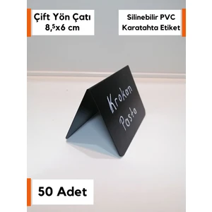 Şeffaf Etiket 50 Adet Dekoratif Etiket Seti Siyah Silinebilir Çift Yönlü Estetik Etiket Seti Vitrin Etiket Seti Ayaklı Kafe Restoran Tatlı Dolabı Tezgah Vitrin Etiketi