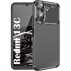 M.TK Moveteck Xiaomi Redmi 13C Kılıf Kamera Çevresi Korumalı Karbon Tasarım Renk Atmaz Slim Kapak