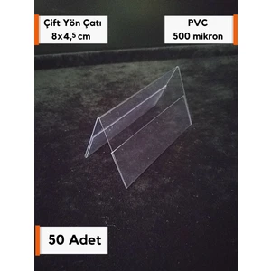 Şeffaf Etiket 50 Adet Pvc Şeffaf Etiketlik Çatı Tipi 8 x 4 5 cm Çift Yönlü Etiketliği Ürün Etiketliği Stand Etiketlik İsimlik Ürün Bilgilendirme Kağıt Koyma Şeffaf Aparat