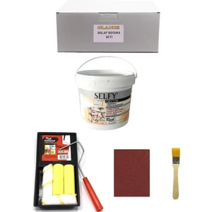 Rich Selfy Decor 1 kg Beyaz Kendinden Vernikli Rulo Fırça Seti+Boyama Tavası Genel Amaçlı Boyama Set