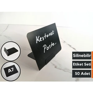 Şeffaf Etiket A7 Siyah Ayaklı Etiket Seti Standlı Karatahta Vitrin Etiket ve Etiket Tutucu Takımı