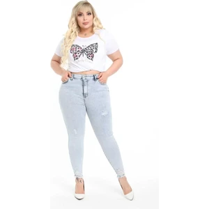 CEDY DENIM Kadın Yüksek Bel Skinny Fit Jeans Büyük Beden Kot PantolonC597
