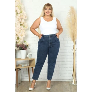 Cedy Denım Kadın Büyük Beden Pileli Mom Jean Pantolon C600