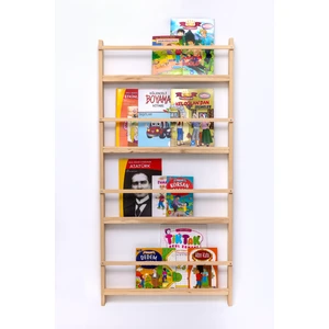 Ahşap Montessori Eğitici Çocuk Odası Kitaplık Rafı Duvara Monte 4 Bölmeli 120 cm x 60 cm x 6 cm