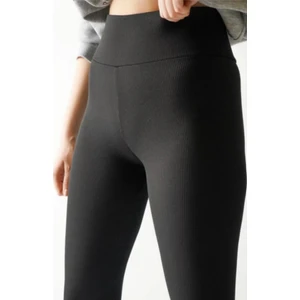 Fitilli Şardonlu, Içi Polarlı Yüksek Bel Kışlık Toparlayıcı Tayt