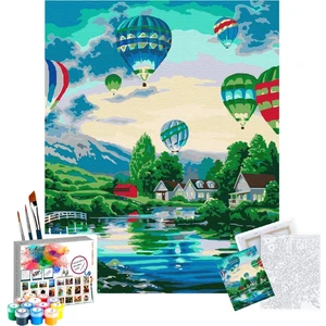Sayılarla Boyama Seti 40 x 50 cm Tuval Şasesine Gerili Uçan Balonlar