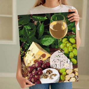 Sayılarla Boyama Seti 40 x 50 cm Tuval Şasesine Gerili Kadeh ve Meyve