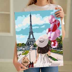 Sayılarla Boyama Seti 40 x 50 cm Tuval Şasesine Gerili Paristeki Balon
