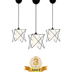 MHK Collection 3 Adet Zigzag Beyaz Mika Camlı Avize