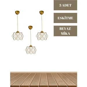 MHK Collection Prizma Tekli Beyaz Mikalı Eskitme Sarkıt Avize