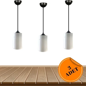 MHK Collection Rustik Akrilik Beyaz Mika Cam 3'lü Banyo Mutfak Salon Sarkıt Avize