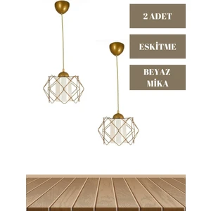 MHK Collection Prizma Tekli Beyaz Mikalı Eskitme Sarkıt Avize