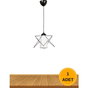 MHK Collection 1 Adet Siyah Metal Beyaz Mika Camlı Salon Mutfak Banyo Yatak Odası Çocuk Odası Antre Avize