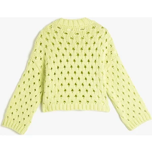 Ajurlu Kazak Triko Yuvarlak Yaka