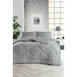 Ely Parker Battal Boy Yorgan, Renkli, Wellsoft, Peluş Yumuşak, Çift Taraflı, 215X235 (220X240) Gri