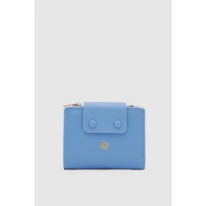 Shule Bags Yumuşak Deri Katlamalı Kadın Bebe Mavi Cüzdan June