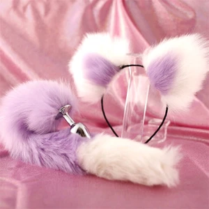 TOY JOY Tilki Kuyruğu Anal Plug Mor-Beyaz Fox Tail Anal Plug Seti