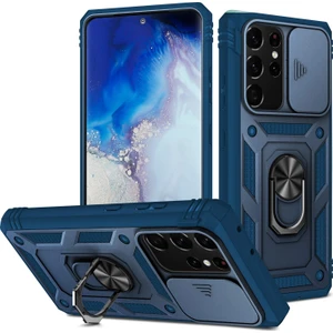 Seashell Digital Samsung Galaxy NOTE20 Için Ultra 5g Koruyucu Telefon Kasası Kickstand Card Tutucu Sürgülü Kameralı Kapak Mavisi (Yurt Dışından)