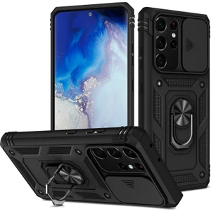 Seashell Digital Samsung Galaxy NOTE20 Için Ultra 5g Koruyucu Telefon Vaka Kickstand Card Tutucu Sürgülü Kameralı Kapak Black (Yurt Dışından)