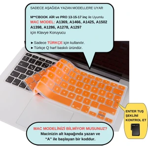 Klavye Koruyucu Macbook Klavye Air Pro (Türkçe Q) (Eski USB'li Model 2008/2017) ile Uyumlu