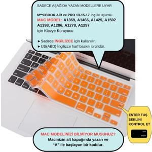 Macbook Klavye Air Pro Koruyucu (US-ABD İngilizce) (Eski USB'li Model 2008/2017) ile Uyumlu