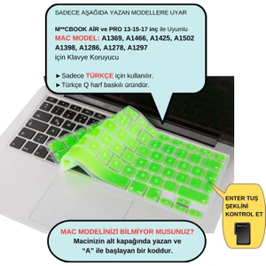 Klavye Koruyucu Macbook Klavye Air Pro (Türkçe Q) (Eski USB'li Model 2008/2017) ile Uyumlu