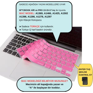Klavye Koruyucu Macbook Klavye Air Pro (Türkçe Q) (Eski USB'li Model 2008/2017) ile Uyumlu