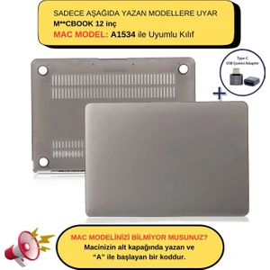 Macbook Kılıf 12 inç A1534 ile Uyumlu Mat