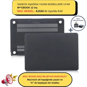 Macbook Kılıf 12 inç A1534 ile Uyumlu Mat