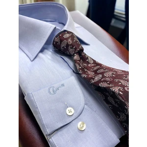 Slimfit Açık Mavi Oxford Uzun Yaka Gömlek