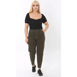 Cedy Denım Kadın Büyük Beden Pileli Mom Jean Pantolon C600