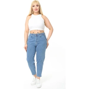 Cedy Denım Kadın Büyük Beden Pileli Mom Jean Pantolon C600