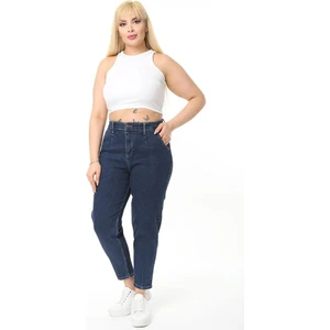 Cedy Denım Kadın Büyük Beden Pileli Mom Jean Pantolon C600