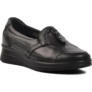 21311 Polina Siyah Deri Kadın Günlük Ayakkabı