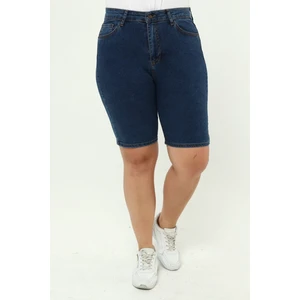 CEDY DENİM KADIN BÜYÜK BEDEN YÜKSEK BEL LİKRALI SLİMFİT JEANS ŞORT-C606