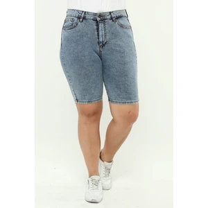 CEDY DENİM KADIN BÜYÜK BEDEN YÜKSEK BEL LİKRALI SLİMFİT JEANS ŞORT-C606