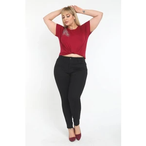CEDY DENIM Kadın Yüksek Bel Skinny Fit Jeans Büyük Beden Kot Pantolon Klasik Siyah C597