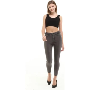 Kadın Yüksek Bel Dar Paça Süper Skinny Fit Esnek Bilek Boy Denim Jean Kot Pantolon C596