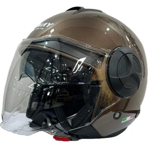 Kask Sway SW-737 Parlak Kahverengi Çenesiz Güneş Gözlüklü