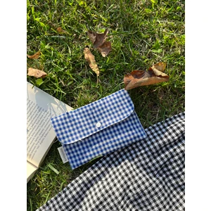 Sumicorn Design Saks Pötikareli Yıkanabilir Çıtçıt Detaylı Ped Çantası, Mini Cüzdan, Çanta Içi Düzenleyici