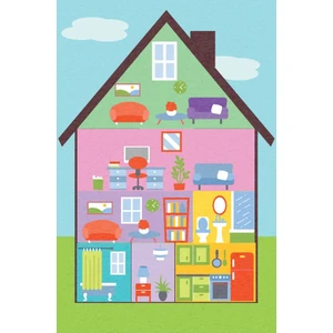 Cino 88 Oyun Evi Çok Renkli Evcilik Kız Çocuk Odası Oyun Halısı