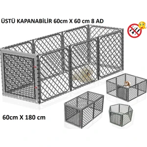 Üstü Kapanabilir 60CM x 60 cm 8 Ad Köpek,kedi, Tavşan Çiti