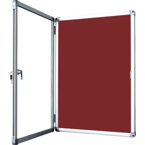 Camekanlı Anahtarlı 60X85 Duyuru Panosu - Ilan Panosu -Apartman Panosu - Site Duyuru Pano -Bordo Renk